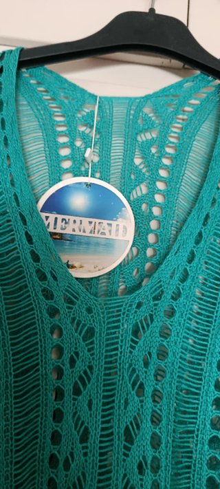 Vestido playero calado turquesa