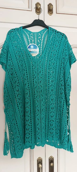 Vestido playero calado turquesa