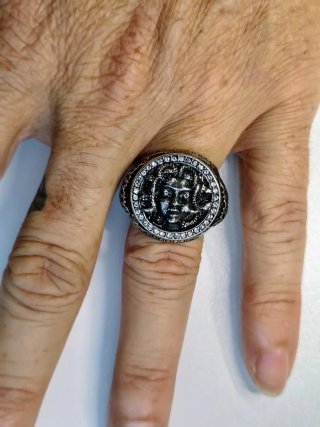 Anello Medusa con Strass Argento