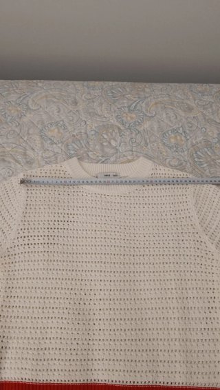 Jersey calado Mango crema y rojo