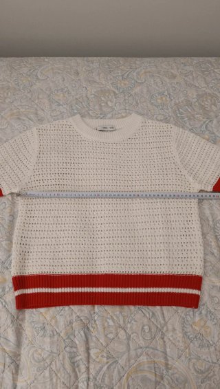 Jersey calado Mango crema y rojo
