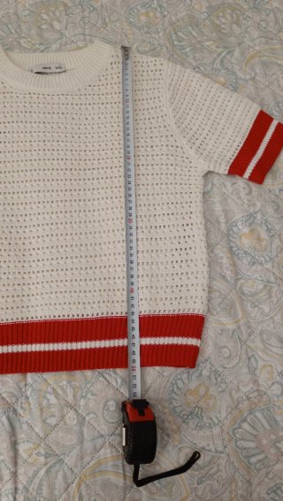 Jersey calado Mango crema y rojo