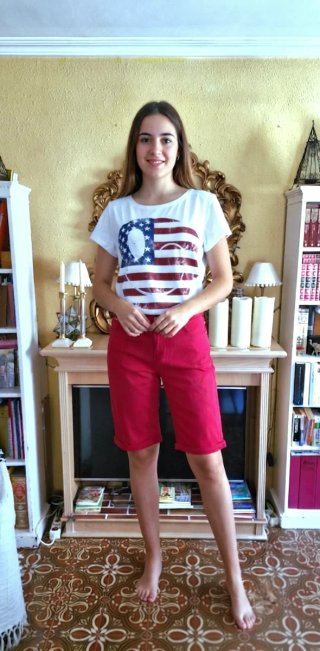 Bermudas  unisex X&D Talla 42 Rojas