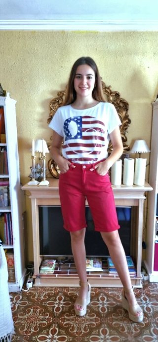 Bermudas  unisex X&D Talla 42 Rojas