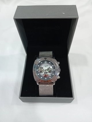Reloj LONG BO Elegante Caja Plata Negro