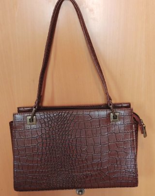 Bolso Chenson Piel Efecto Cocodrilo Marrón