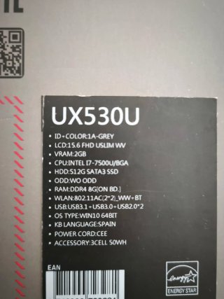 Portátil Asus UX530U Gris/Plata Nvidia GeForce 950