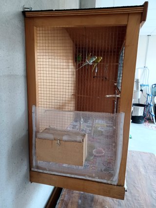 Voladero para pájaros de madera