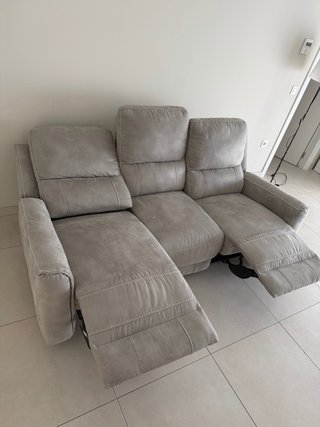 Sofá 3 plazas abatible gris