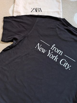 Camiseta Zara Hombre Wandering Alone NY Negra (L)