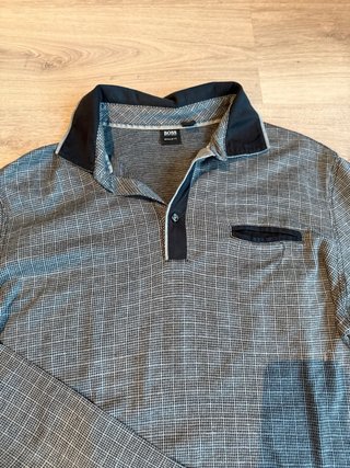 Polo Boss Talla L Gris manga larga