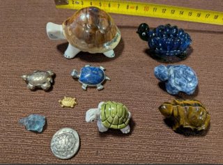 Lote 17 figuras tortugas decoración + moneda