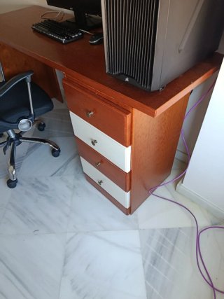 Mesita de noche y escritorio con cajones Camel/bla