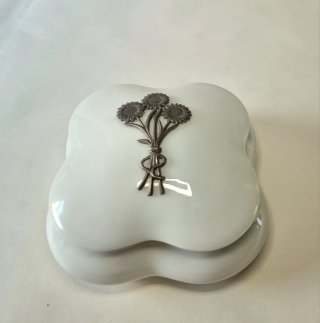 Cajita Joyero Limoges art Nouveau estaño porcelana