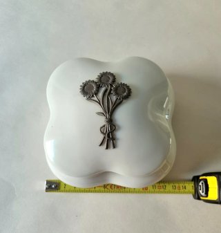 Cajita Joyero Limoges art Nouveau estaño porcelana
