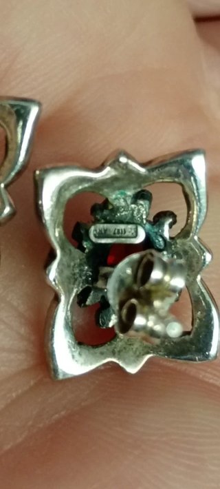 Orecchini Argento 925 Granato Marcasite