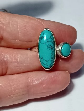 Anillo Plata Ley Turquenita Ovalada