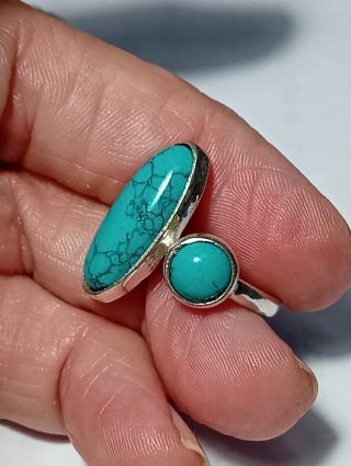 Anillo Plata Ley Turquenita Ovalada