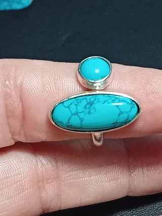 Anillo Plata Ley Turquenita Ovalada