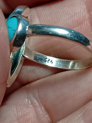 Anillo Plata Ley Turquenita Ovalada