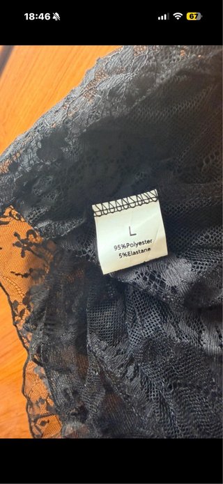 Top Crop Encaje Negro Y2K Goth Talla L