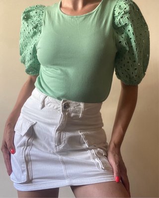 Blusa H&M manga abullonada ojo de buey Talla S