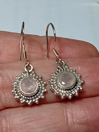 Pendientes Plata Ley cuarzo rosa