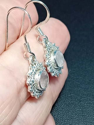 Pendientes Plata Ley cuarzo rosa
