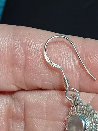 Pendientes Plata Ley cuarzo rosa