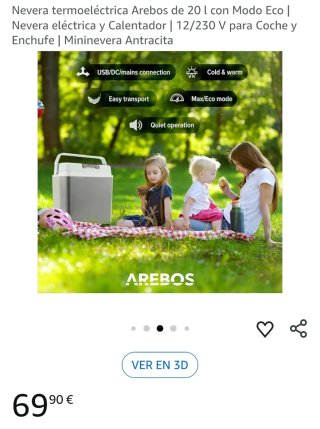 Nevera termoeléctrica Arebos de 20 l con Modo Eco
