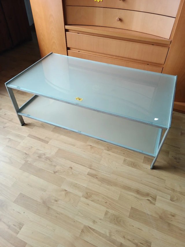 Mesa de centro cristal y metal