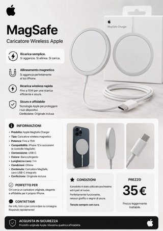 Caricatore MagSafe Apple Bianco