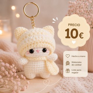Amigurumi 10 cm gato llavero hecho a mano