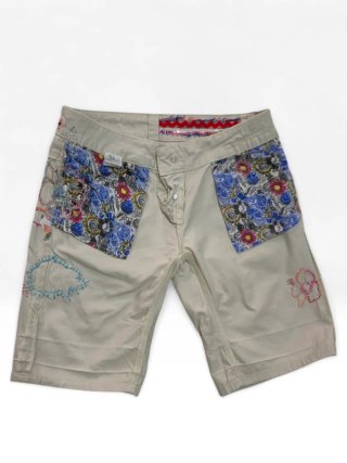 Shorts Desigual Beige Ricamati Taglia 28