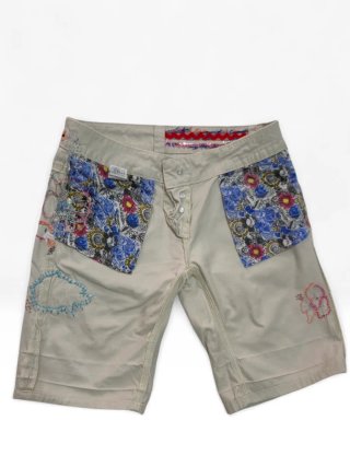 Shorts Desigual Beige Ricamati Taglia 28
