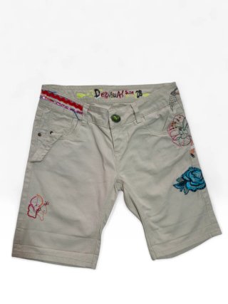 Shorts Desigual Beige Ricamati Taglia 28