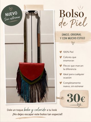Bolso de Piel con Flecos - Nuevo