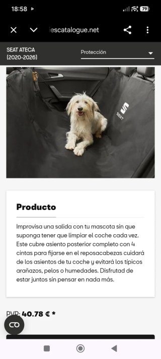 Protector Asiento Perros SEAT Oficial ¡NUEVO!