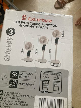 Ventilador de pie con turbo y aromaterapia