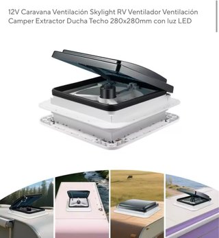 Claraboya con extractor para furgo/caravana 28x28