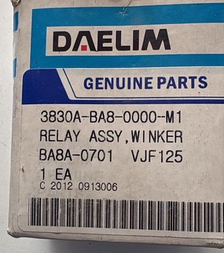 Relé intermitente para Daelim, OTELLO 125. Ref 3830A-BA8-0000-M1