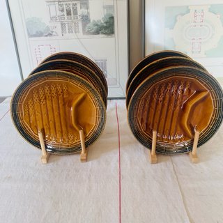 6 Platos Espárragos Vintage Sarreguemines