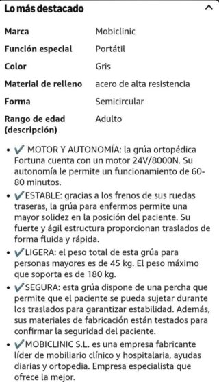 Grúa eléctrica Mobiclinic