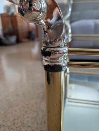 Mesa centro vintage cristal y metal dorado