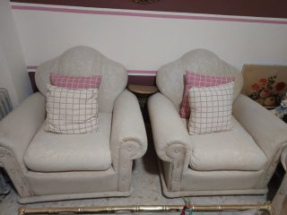 2 Sillones Beige/Rosa