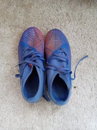 Botas de fútbol Adidas niño azul/naranja talla 32