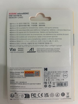 Tarjeta microSDXC Kodak 64GB UHS-I U3 V30 A1