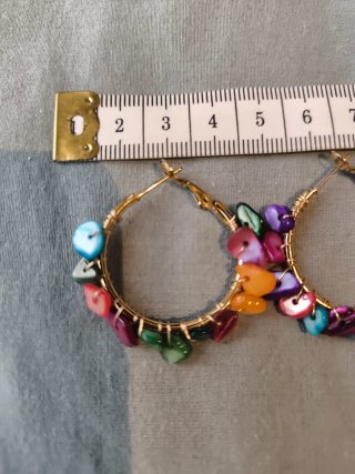 Pendientes aro ibicenco nacar multicolor