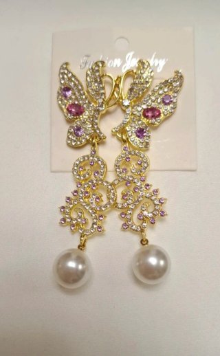 Pendientes Mariposa Dorados con Perlas