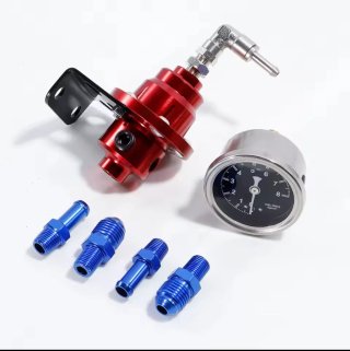 Regulador Presión Combustible Rojo + Manómetro
